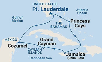 7-Day Western Caribbean with Bahamas Itinerary Map